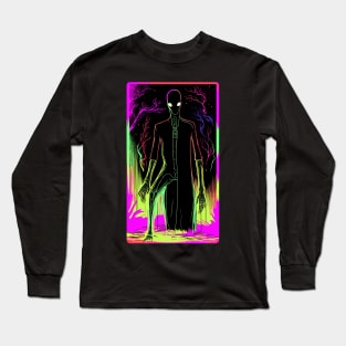 Neon Slenderman Art - Electrifying Urban Legend Long Sleeve T-Shirt